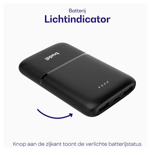 Buddi Go Powerbank USB-C Reisformaat Mini Compact 5.000 mAh Zwart afbeelding 5