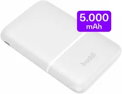 Buddi Go Powerbank USB-C Reisformaat Mini Compact 5.000 mAh Wit afbeelding