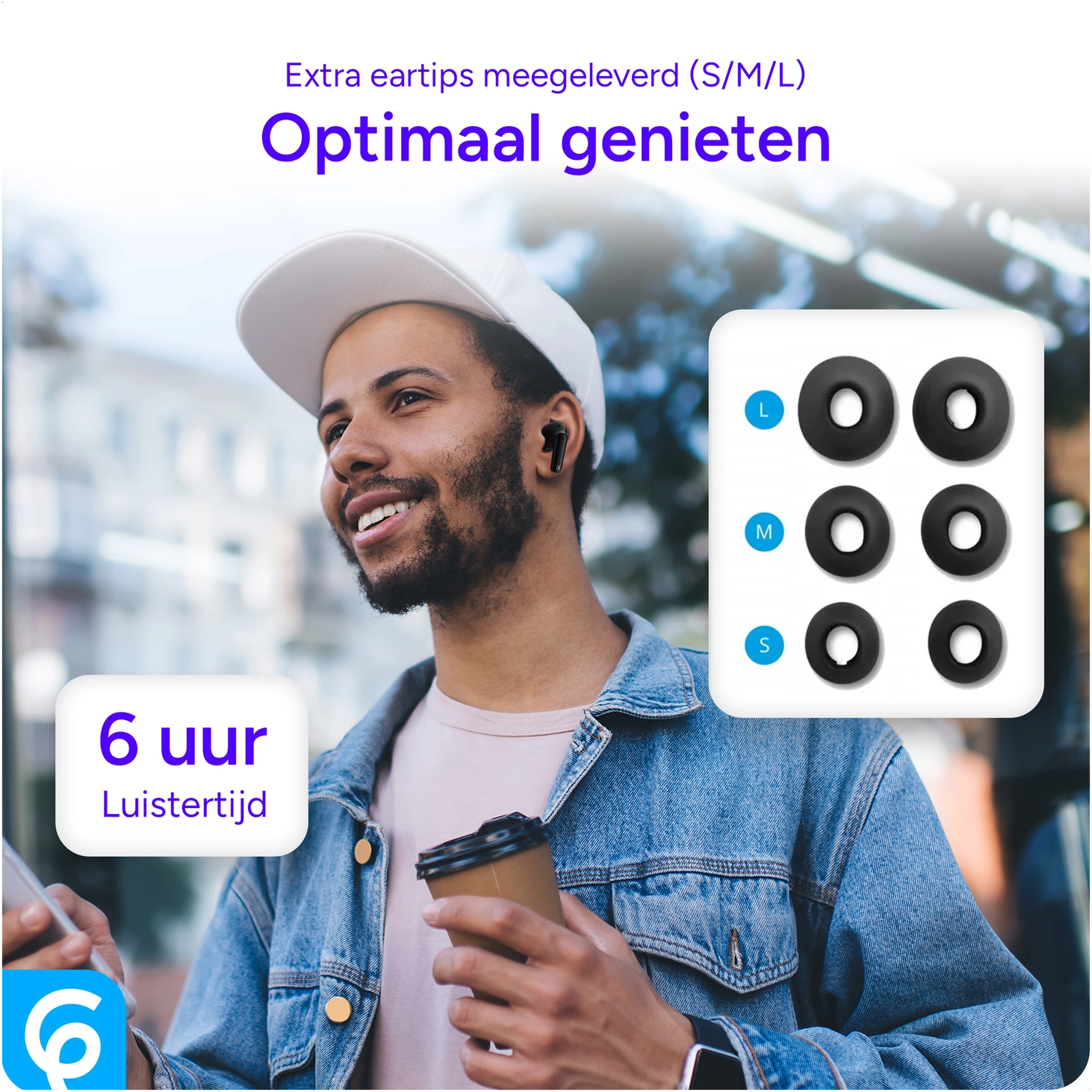 SBG Draadloze Oordopjes Noise Cancelling Bluetooth met Display Zwart afbeelding 6