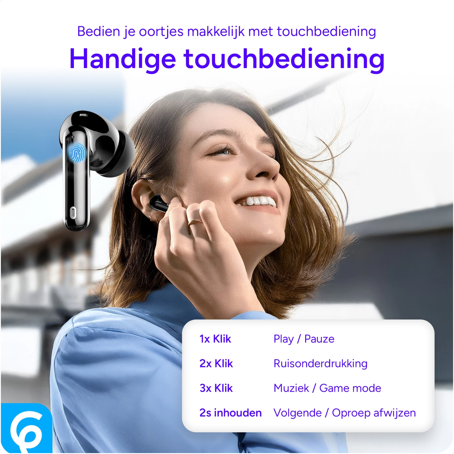 SBG Draadloze Oordopjes Noise Cancelling Bluetooth met Display Zwart afbeelding 5