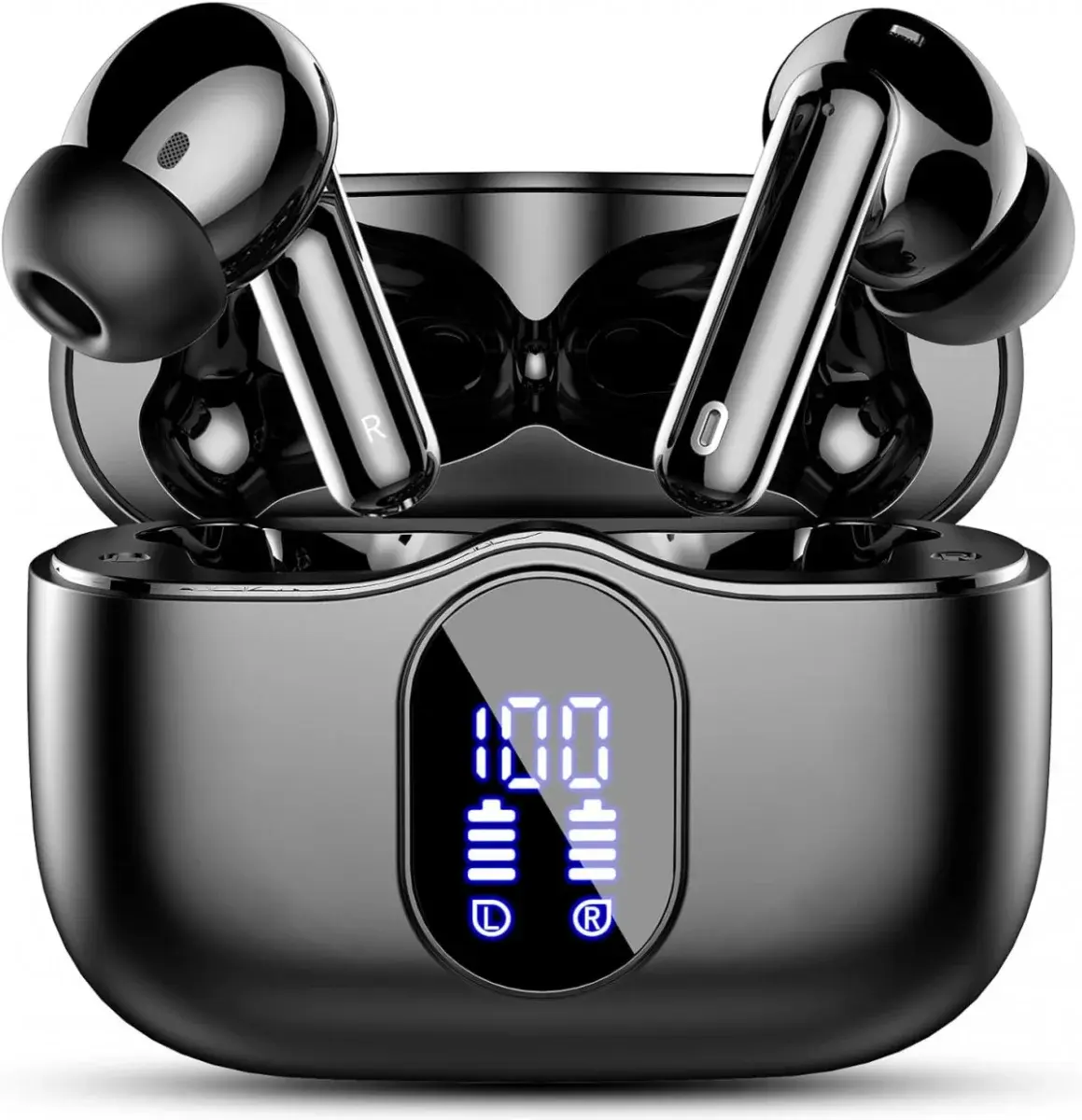 SBG Draadloze Oordopjes Noise Cancelling Bluetooth met Display Zwart afbeelding 1