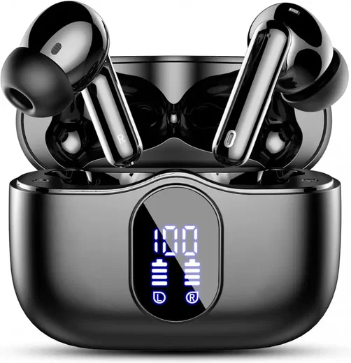 SBG Draadloze Oordopjes Noise Cancelling Bluetooth met Display Zwart afbeelding 1