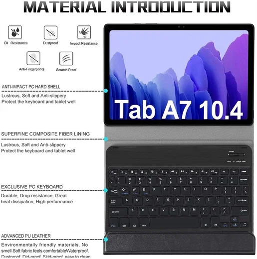 Samsung Galaxy Tab A7 (2020 / 2022) Bluetooth Toetsenbord Hoes Zwart afbeelding 9