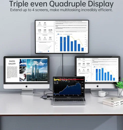 Choetech USB-C Thunderbolt Docking Station Adapter voor MacBook Grijs afbeelding 4