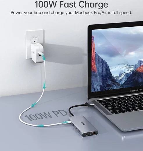 Choetech USB-C Thunderbolt Docking Station Adapter voor MacBook Grijs afbeelding 7