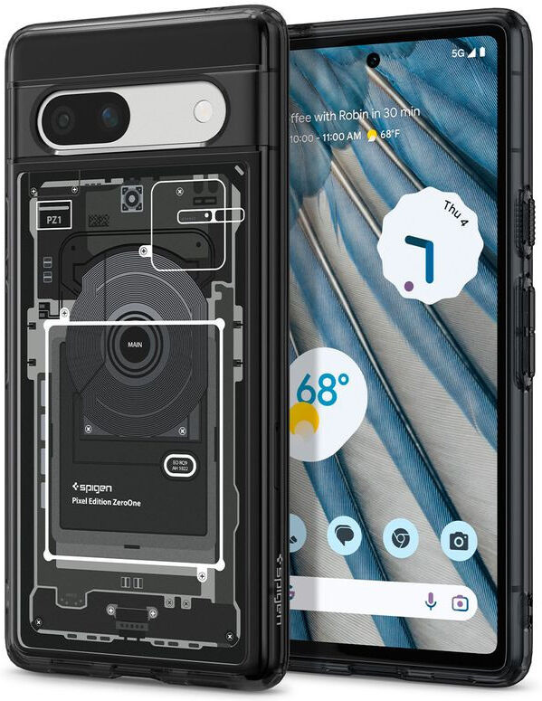 Spigen Ultra Hybrid Zero One Google Pixel 7a Hoesje Transparant Zwart afbeelding 1