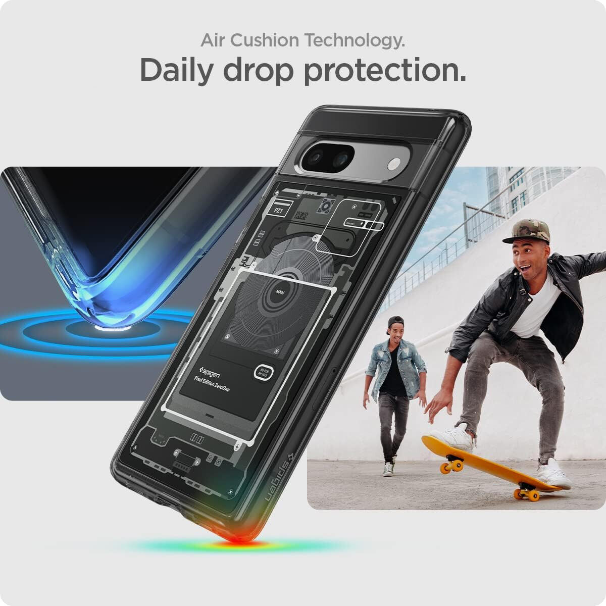 Spigen Ultra Hybrid Zero One Google Pixel 7a Hoesje Transparant Zwart afbeelding 3