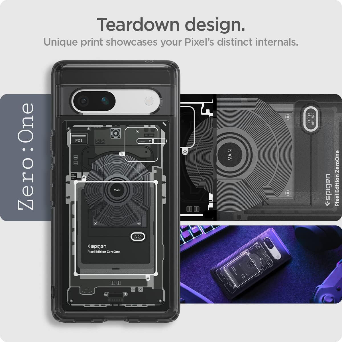 Spigen Ultra Hybrid Zero One Google Pixel 7a Hoesje Transparant Zwart afbeelding 4