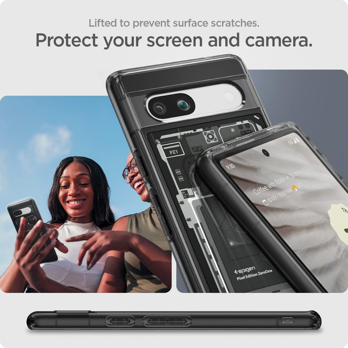 Spigen Ultra Hybrid Zero One Google Pixel 7a Hoesje Transparant Zwart afbeelding 5