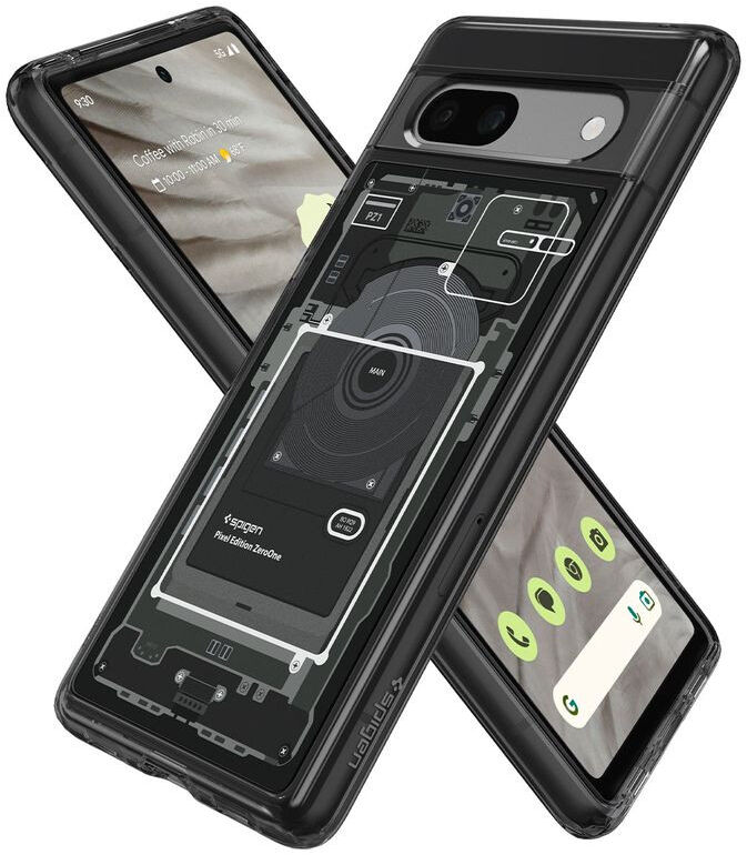 Spigen Ultra Hybrid Zero One Google Pixel 7a Hoesje Transparant Zwart afbeelding 2