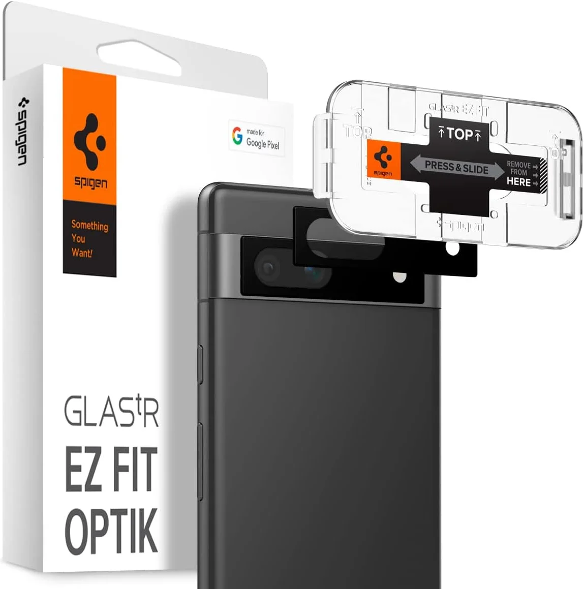 Spigen EZ Fit Optik Pro Google Pixel 7a Camera Lens Protector Zwart (2-Pack) afbeelding 1