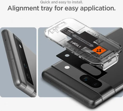 Spigen EZ Fit Optik Pro Google Pixel 7a Camera Lens Protector Zwart (2-Pack) afbeelding 2