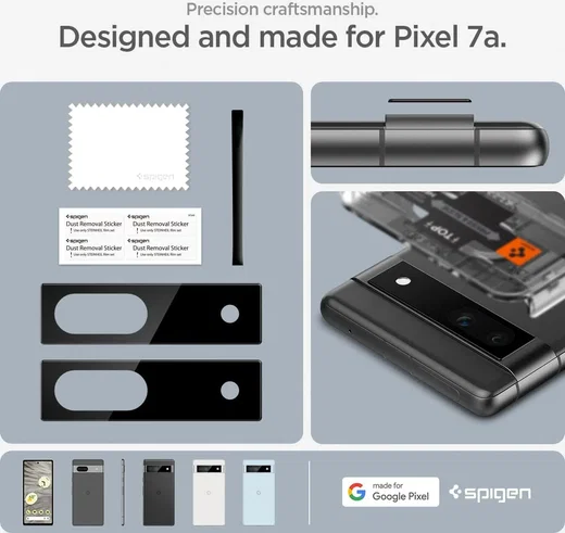 Spigen EZ Fit Optik Pro Google Pixel 7a Camera Lens Protector Zwart (2-Pack) afbeelding 3