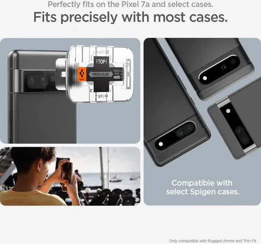 Spigen EZ Fit Optik Pro Google Pixel 7a Camera Lens Protector Zwart (2-Pack) afbeelding 4