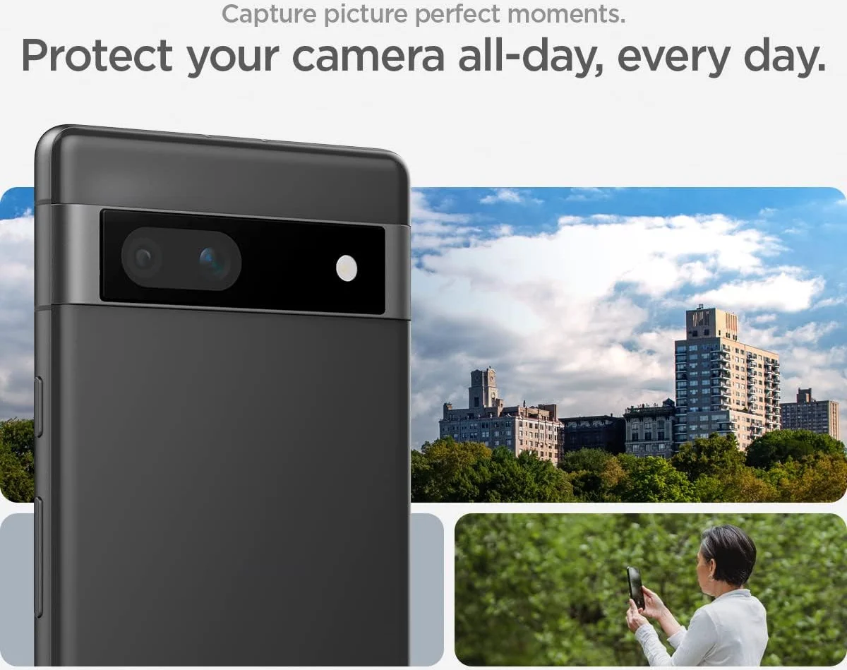 Spigen EZ Fit Optik Pro Google Pixel 7a Camera Lens Protector Zwart (2-Pack) afbeelding 6