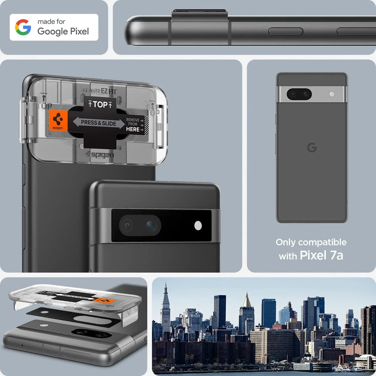 Spigen EZ Fit Optik Pro Google Pixel 7a Camera Lens Protector Zwart (2-Pack) afbeelding 7