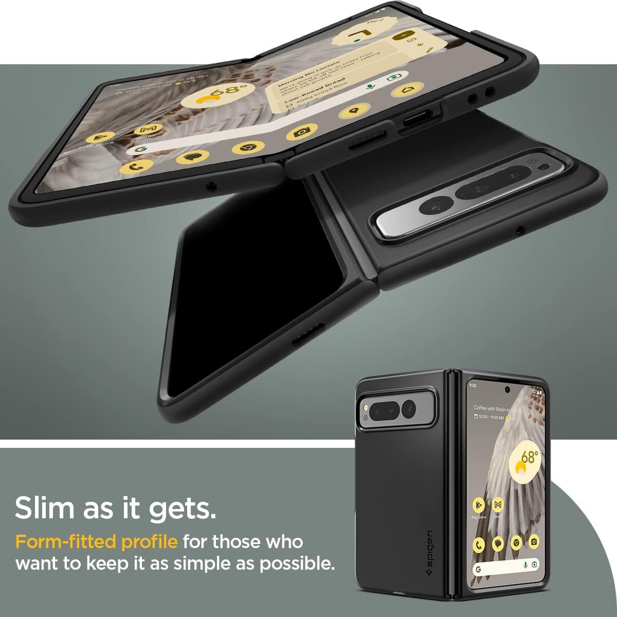 Spigen Thin Fit Google Pixel Fold Hoesje Back Cover Zwart afbeelding 3