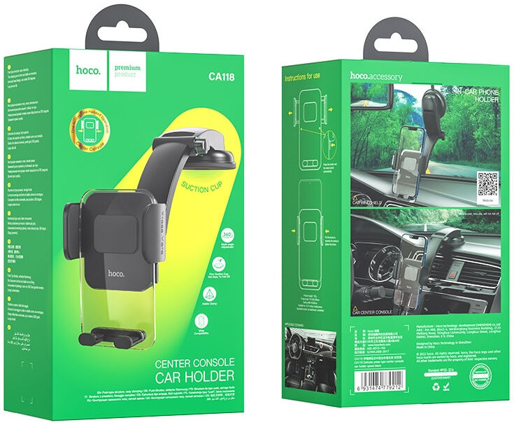 Hoco CA118 Universele Telefoonhouder Auto Raam/Dashboard Zwart afbeelding 6