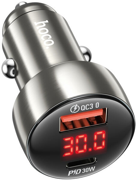Hoco Z50 Auto Snellader 48W met Power Delivery en Quick Charge Grijs afbeelding 1