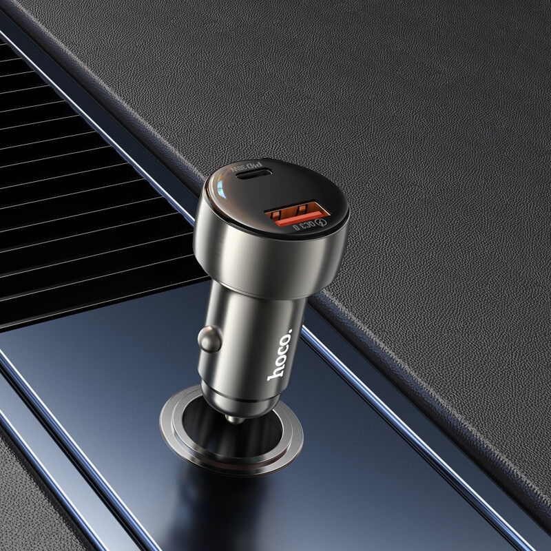 Hoco Z50 Auto Snellader 48W met Power Delivery en Quick Charge Grijs afbeelding 2