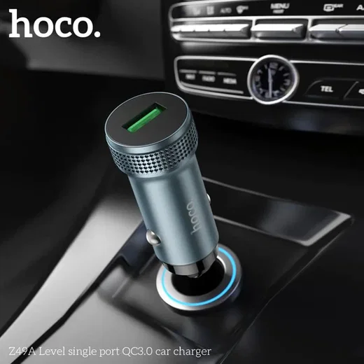 Hoco Z49A USB-A Autolader 18W met Quick Charge 3.0 Zwart afbeelding 4