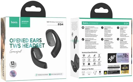 HOCO Draadloze Oordopjes Bluetooth 5.3 Oorhaak 12 Uur Batterij Zwart afbeelding 6