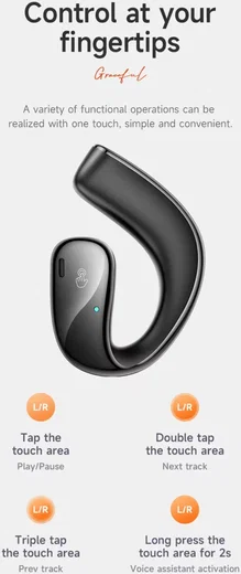 HOCO Draadloze Oordopjes Bluetooth 5.3 Oorhaak 12 Uur Batterij Zwart afbeelding 3