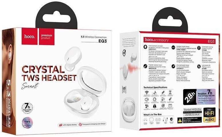 Hoco EQ3 Draadloze Oortjes Smart True Wireless Bluetooth Headset Wit afbeelding 5