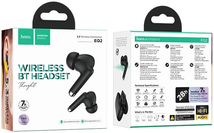 Hoco EQ2 True Wireless Headset Bluetooth 5.3 Draadloze Oortjes Zwart afbeelding 11