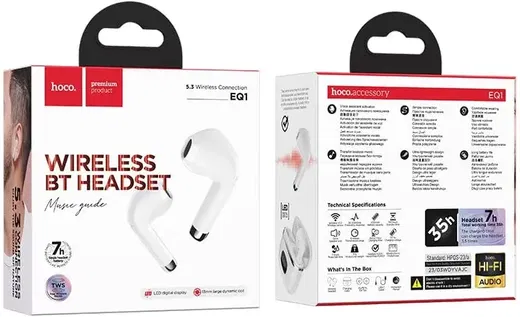 Hoco EQ1 True Wireless Headset Bluetooth 5.3 Draadloze Oortjes Wit afbeelding 3