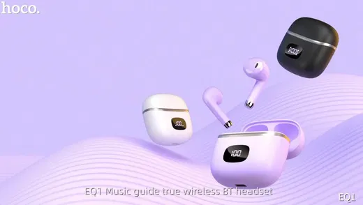 Hoco EQ1 True Wireless Headset Bluetooth 5.3 Draadloze Oortjes Paars afbeelding 7