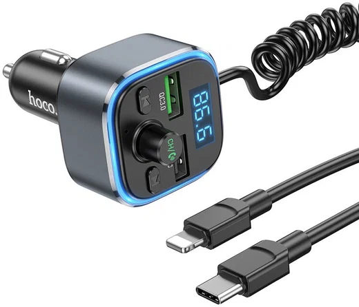 Hoco Bluetooth 5.0 Muziek Transmitter en Autolader + Universele Kabel afbeelding 2
