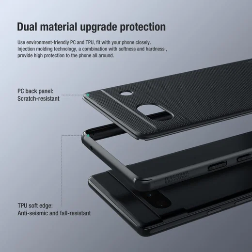 Nillkin Super Frosted Shield Google Pixel 7a Hoesje Back Cover Zwart afbeelding 4