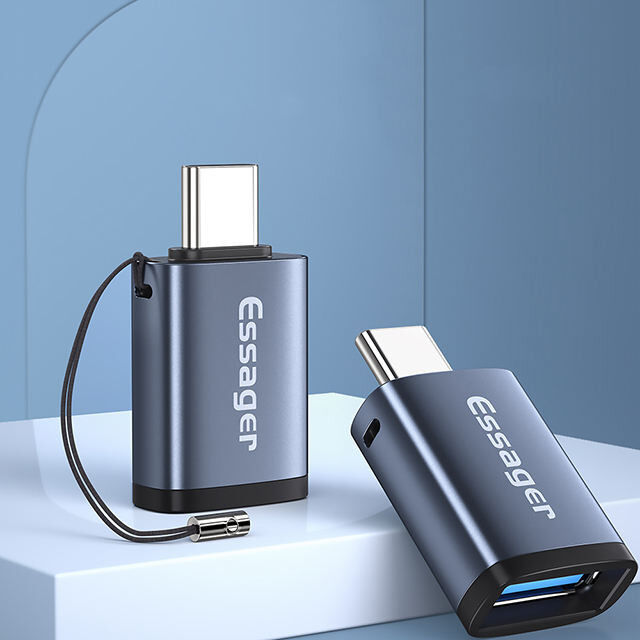 Essager 3A USB-C naar USB 3.0 Converter/Adapter met Koord Grijs afbeelding 1