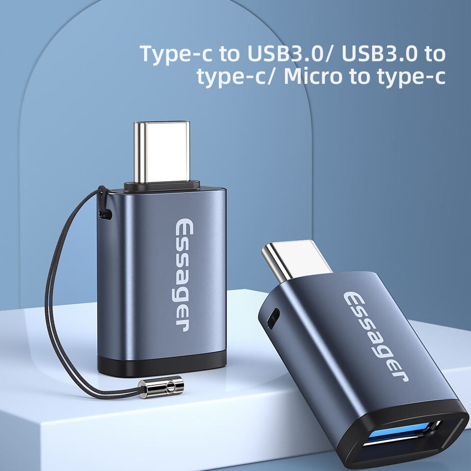 Essager 3A USB-C naar USB 3.0 Converter/Adapter met Koord Grijs afbeelding 5