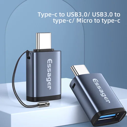 Essager 3A USB-C naar USB 3.0 Converter/Adapter met Koord Grijs afbeelding 5