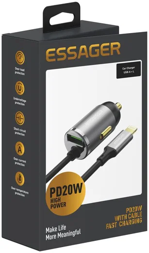 Essager 20W Fast Charge Autolader USB met Lightning Kabel 1.5M afbeelding 15