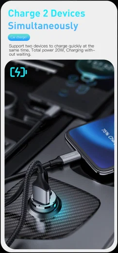Essager 20W Fast Charge Autolader USB met Lightning Kabel 1.5M afbeelding 8