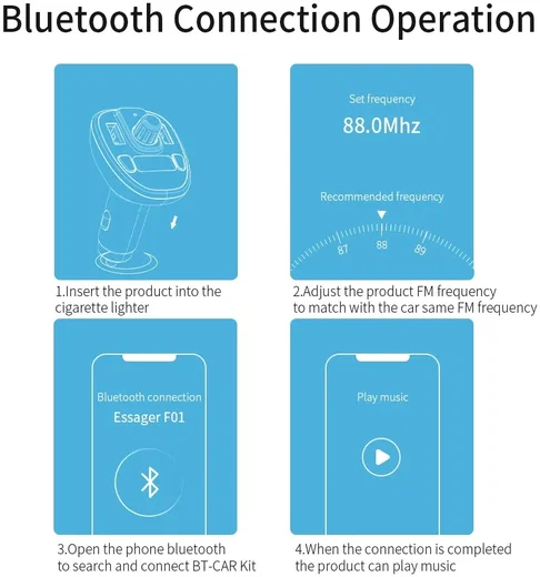 Essager Bluetooth 5.0 Muziek Transmitter met USB Autolader 12W Zwart afbeelding 7