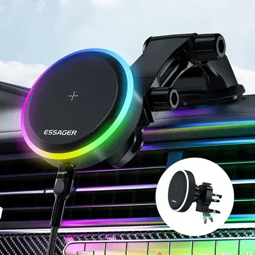 Essager Telefoonhouder Auto Dashboard met Draadloos Opladen 15W afbeelding 2