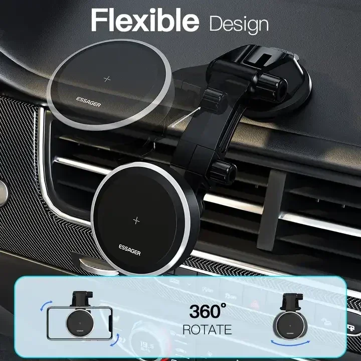 Essager Telefoonhouder Auto Dashboard met Draadloos Opladen 15W afbeelding 4