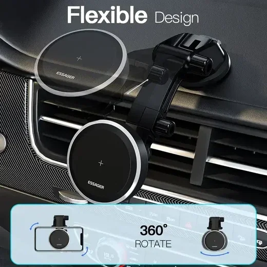 Essager Telefoonhouder Auto Dashboard met Draadloos Opladen 15W afbeelding 4