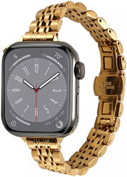 Apple Watch Bandje - 1-10/SE/Ultra - 49/46/45/44/42MM - Roestvrij Staal - Goud afbeelding