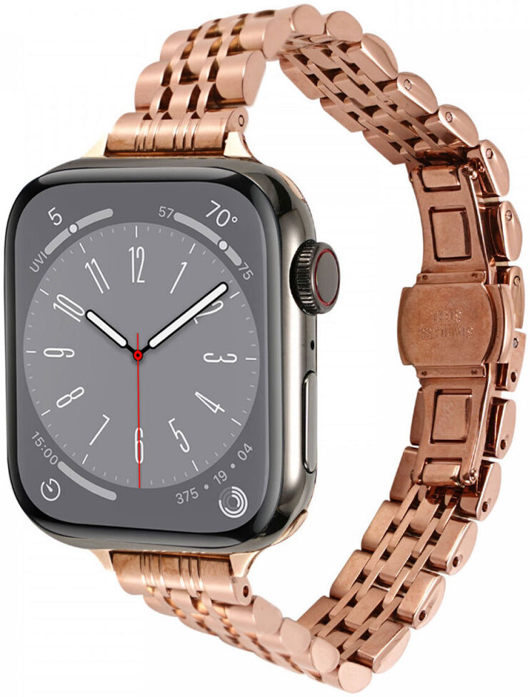 Apple Watch Bandje - 1-10/SE/Ultra - 49/46/45/44/42MM - Roestvrij Staal - Roze afbeelding 1