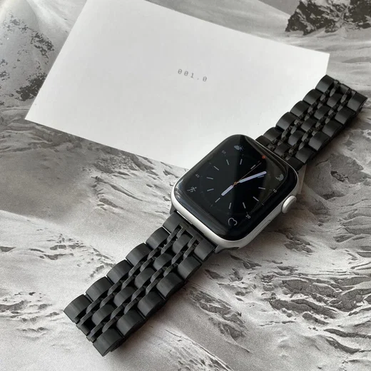 Apple Watch Bandje - 1-10/SE/Ultra - 49/46/45/44/42MM - Roestvrij Staal - Zwart afbeelding 2