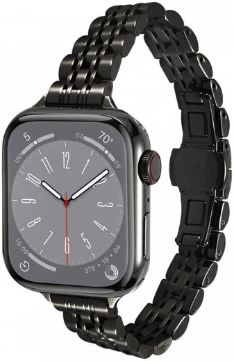Apple Watch Bandje - 1-10/SE/Ultra - 49/46/45/44/42MM - Roestvrij Staal - Zwart afbeelding 1