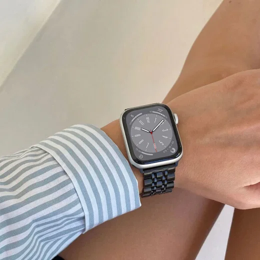 Apple Watch Bandje - 1-10/SE/Ultra - 49/46/45/44/42MM - Roestvrij Staal - Zwart afbeelding 3