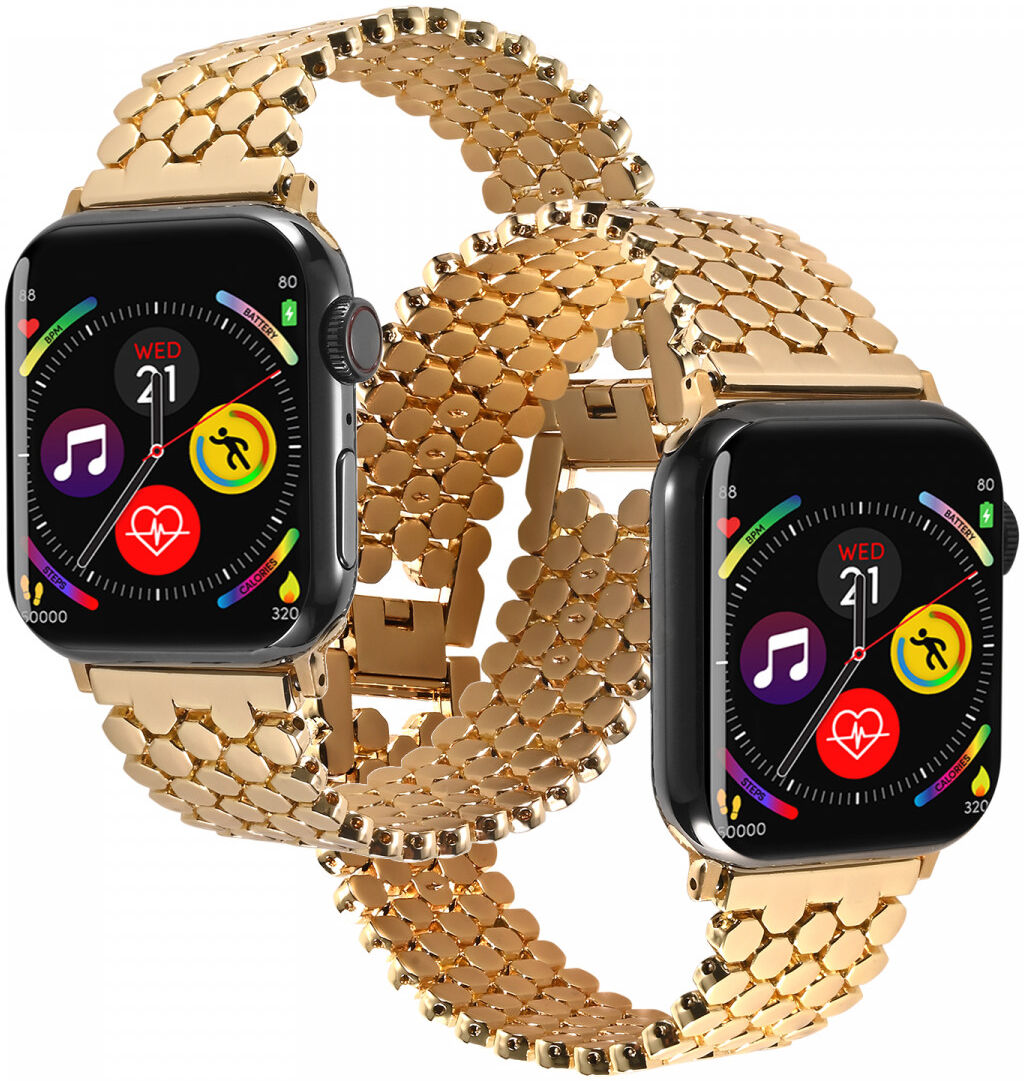 Apple Watch Bandje - 1-10/SE - 42MM/41MM/40MM/38MM - Honingraat - RVS - Goud afbeelding 2