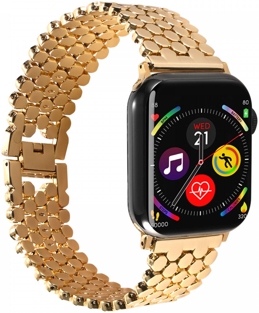 Apple Watch Bandje - 1-10/SE - 42MM/41MM/40MM/38MM - Honingraat - RVS - Goud afbeelding 7