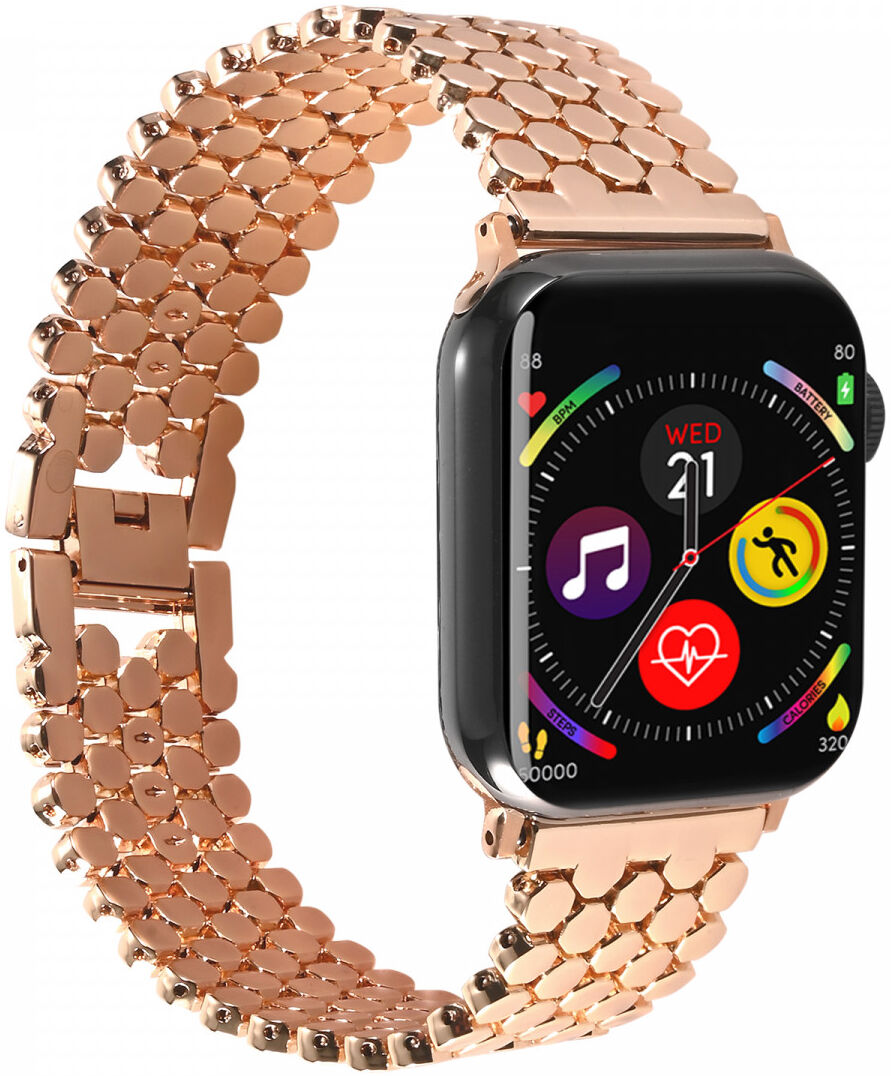 Apple Watch Bandje - 1-10/SE - 42MM/41MM/40MM/38MM - Honingraat - RVS - Roze afbeelding 6